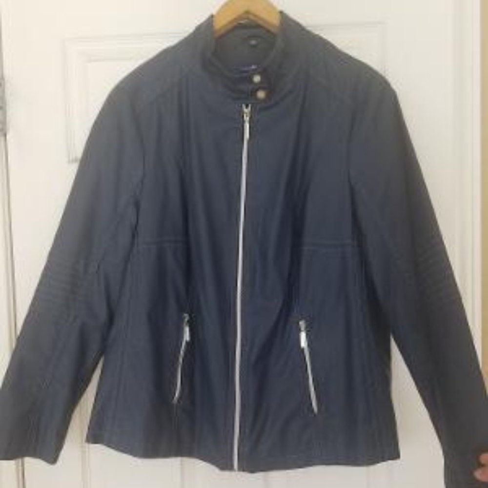 Imitation Blue Leather Jacket, Size EUR-48